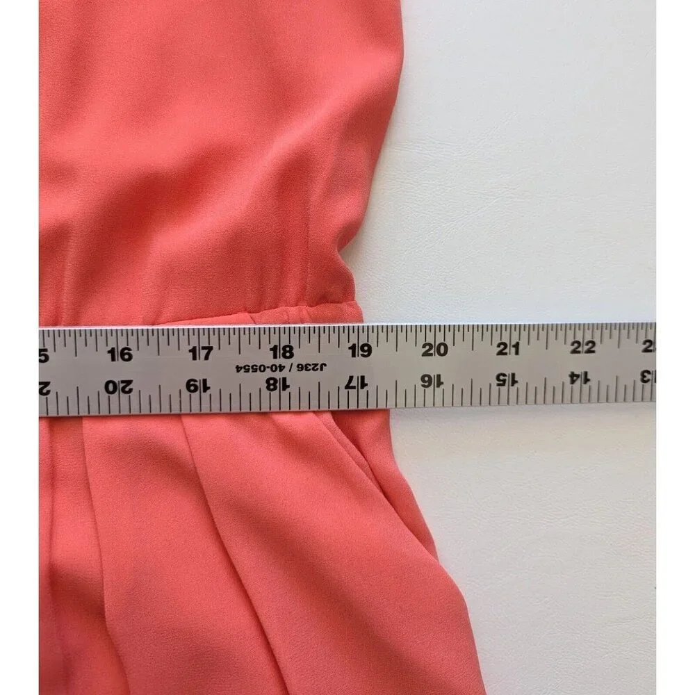 Banana Republic Summer Halter Neck Sleeveless Chiffon Dress Sz 12 Coral Color - Picture 8 of 9